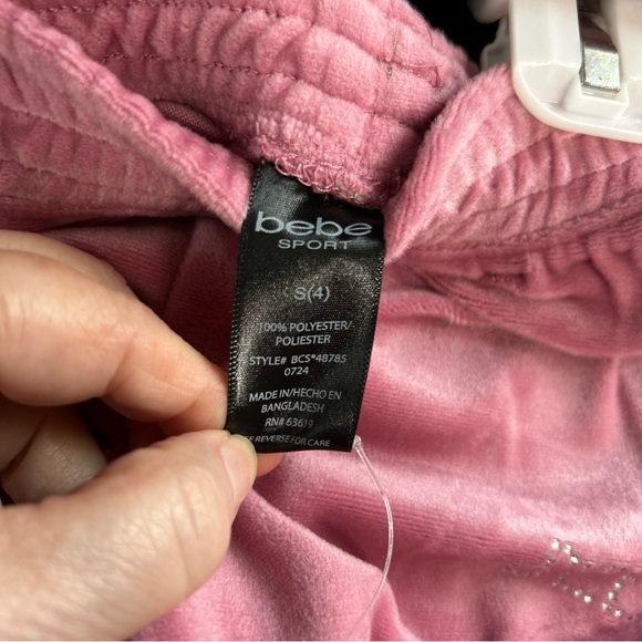New BEBE 2 Piece Velour Rose Blush Toddler Size 4 Sweatsuit Cozy‎ Rhinestone ￼ - Picture 13 of 15